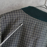 ラコステ リバーシブル ブルゾン スタジャン ロゴパッチ チェック柄 グリーン/カーキ - NEWSED