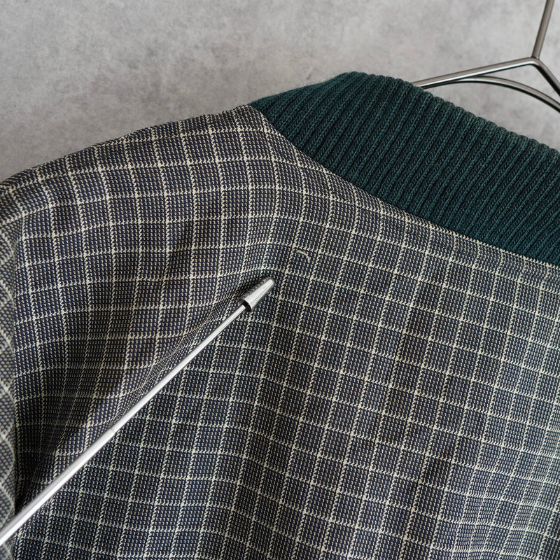 ラコステ リバーシブル ブルゾン スタジャン ロゴパッチ チェック柄 グリーン/カーキ - NEWSED