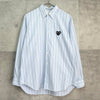 プレイ コムデギャルソン ハートロゴ ストライプ柄 長袖シャツ ブルー