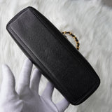 シャネル ロゴ キャビアスキン チェーン ショルダーバッグ ブラック - NEWSED