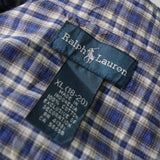 ポロ ラルフローレン ロゴ 刺繍 チェック柄 長袖シャツ ブルー - NEWSED