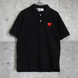プレイ コムデギャルソン ハート ロゴ 半袖ポロシャツ ブラック - NEWSED