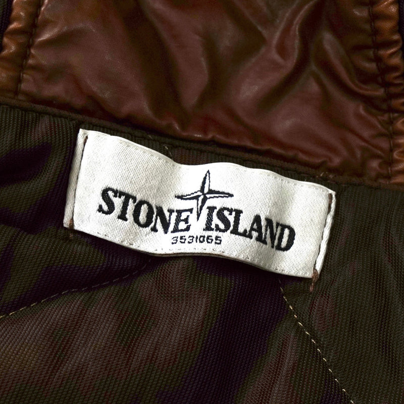ストーン アイランド コーティング フーデッド 中綿ジャケット ブラウン - NEWSED