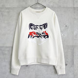 メゾン キツネ フォックスヘッド 刺繍 スウェット アイボリー - NEWSED