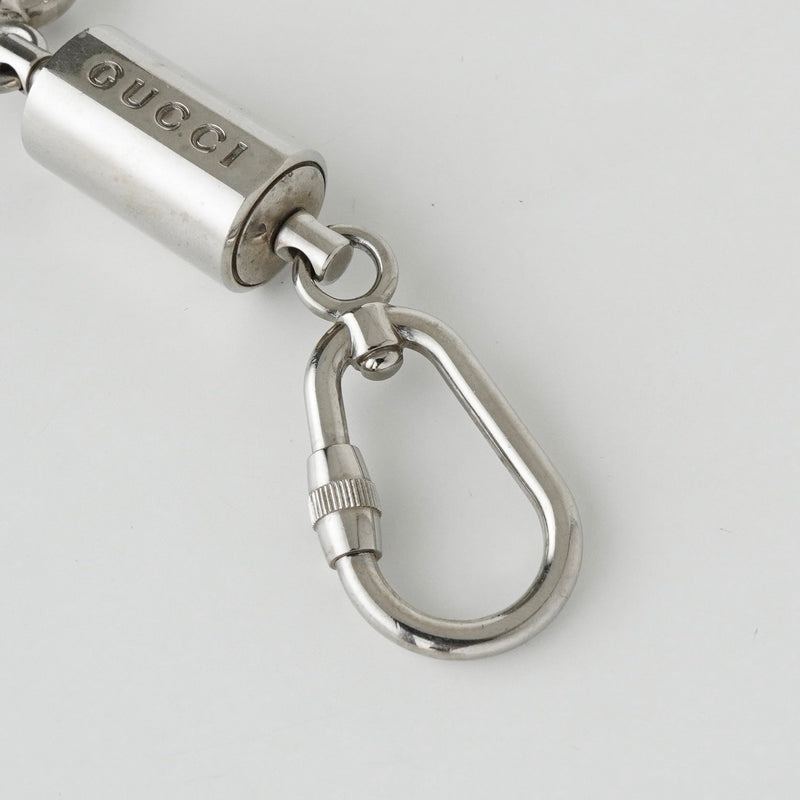 グッチ ロゴ ダブル カラビナ キーホルダー ストラップ シルバー - NEWSED