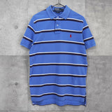 ポロ ラルフローレン ボーダー柄 半袖ポロシャツブルー - NEWSED