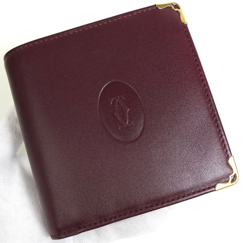 カルティエ マスト レザー 二つ折り財布 ボルドー - NEWSED