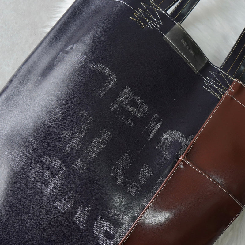 コムデギャルソン ステッチ トートバッグレザー ネイビー / ブラウン - NEWSED