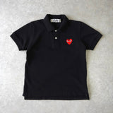 プレイ コムデギャルソン ハートロゴ 半袖ポロシャツ ブラック - NEWSED