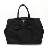 プラダ ポコノ テスート ナイロン リボン ハンドバッグ ブラック - NEWSED