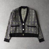 アルマーニ エクスチェンジ 千鳥格子柄 ニット セットアップ カーディガン ショートパンツ レディース グレー - NEWSED