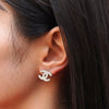 Chanel Coco Mark Rhinestone Earrings, Silver