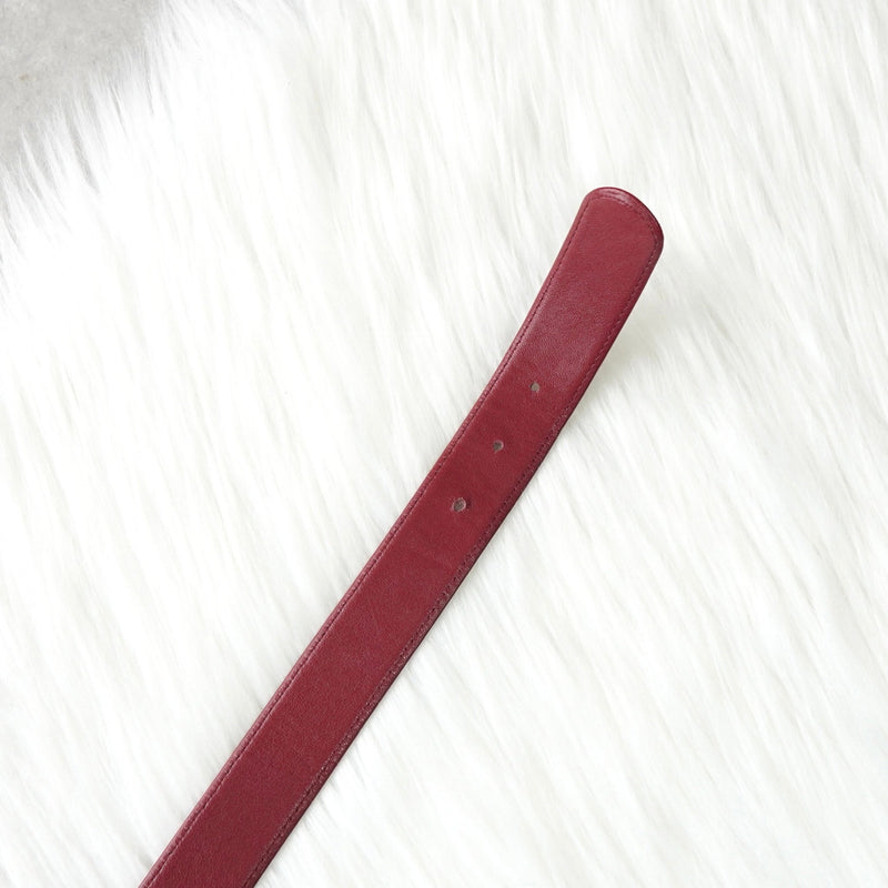 クリスチャンディオール ヴィンテージ ロゴ レザー ベルト ボルドー レディース - NEWSED