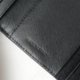 プラダ ポコノ テスート ナイロン サフィアーノレザー 三つ折り財布 トライアングルロゴ ブラック - NEWSED