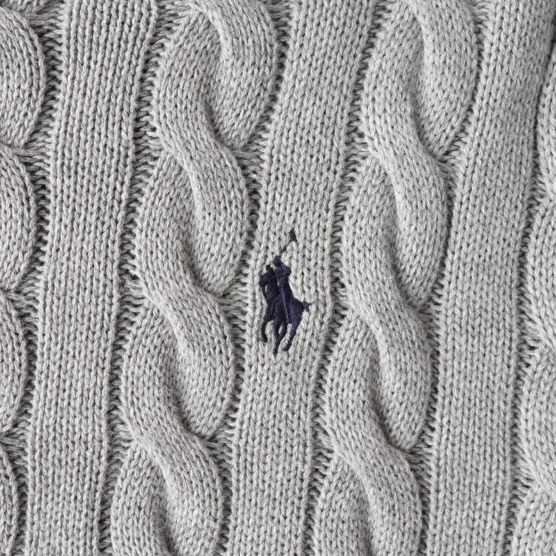 ポロ ラルフローレン ロゴ 刺繍 ケーブルニット グレー - NEWSED