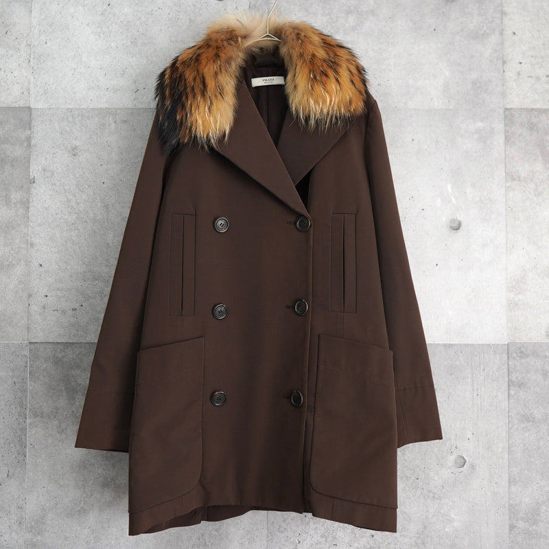 プラダ フォックス ファー チェスターコート ファー取り外し可能 レディース ブラウン - NEWSED