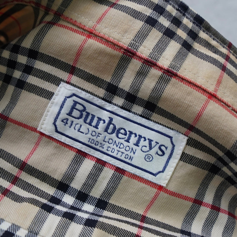 バーバリー ノバチェック柄 ホースロゴ 刺繍 長袖シャツ ベージュ - NEWSED