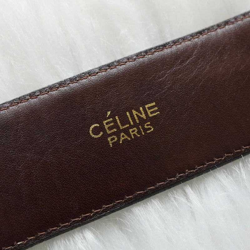 セリーヌ ヴィンテージ サルキー 輪馬車 レザー ベルト ブラウン / ゴールド レディース - NEWSED