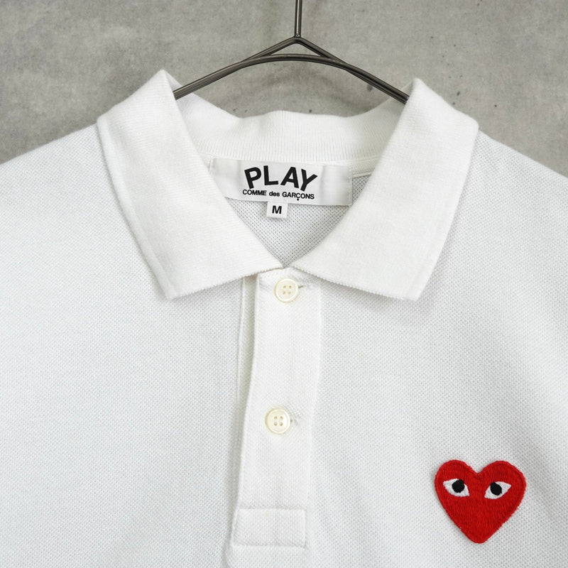 プレイ コム デ ギャルソン ハート 半袖ポロシャツ ホワイト - NEWSED