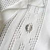 Fred Perry 徽标刺绣镂空针织白色 Polo 衫