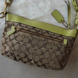 コーチ シグネチャー キャンバス ショルダーバッグ ベージュ / グリーン - NEWSED