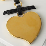 プラダ サフィアーノレザー ハート キーリング チャーム キーホルダー ゴールド / ブラック - NEWSED