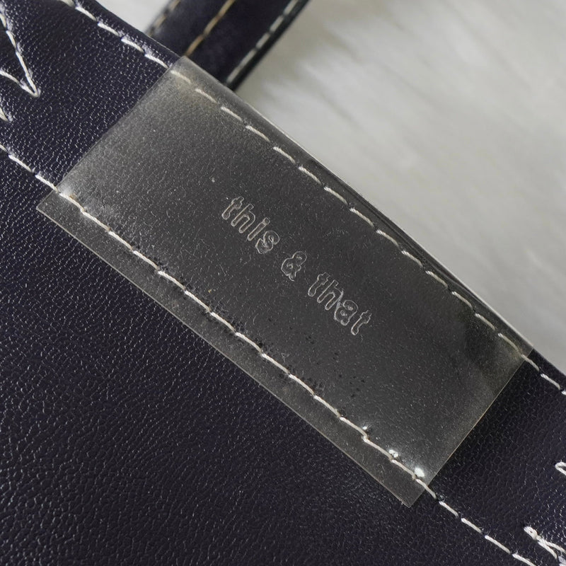 コムデギャルソン ステッチ トートバッグレザー ネイビー / ブラウン - NEWSED