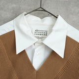 メゾンマルジェラ オーバーサイズ ドッキング ニット シャツワンピース ベージュ / ホワイト レディース - NEWSED