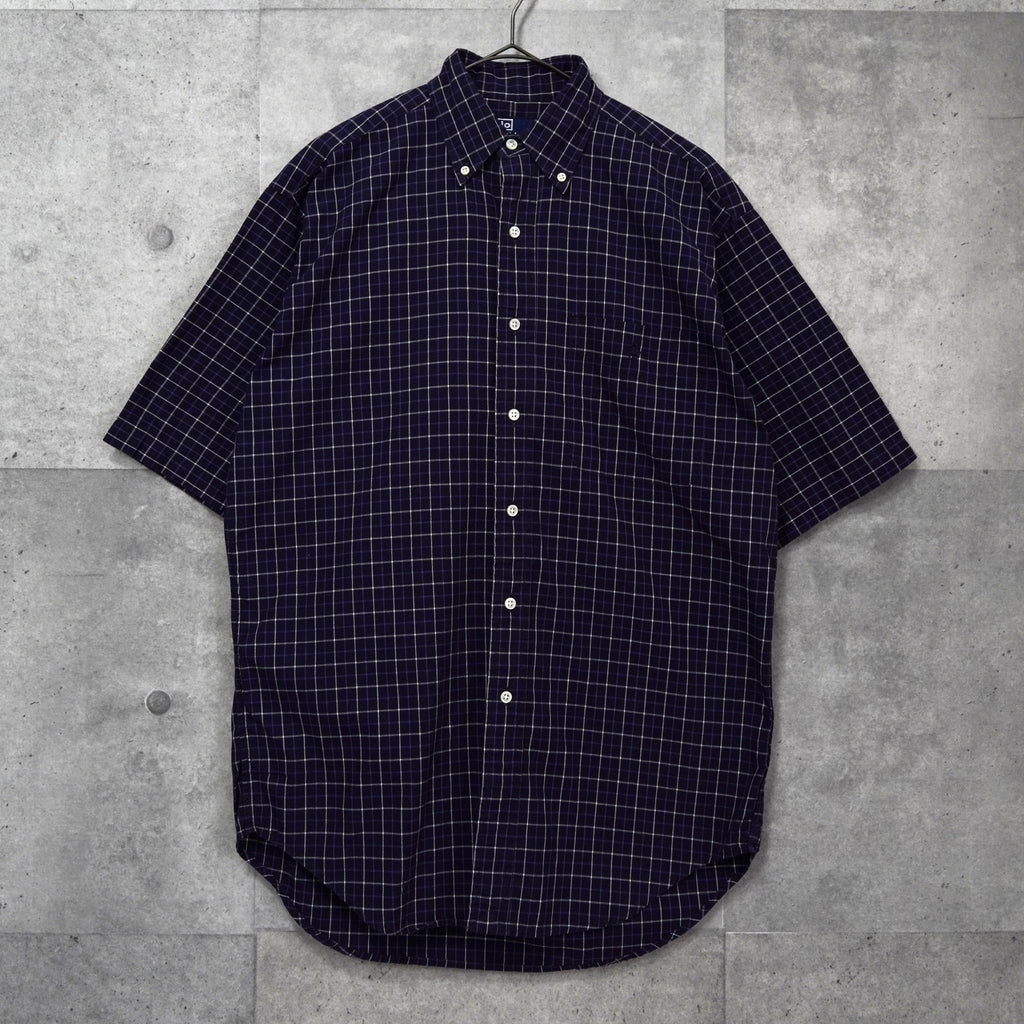 ポロ ラルフローレン ロゴ 刺繍 チェック柄 半袖シャツ ネイビー