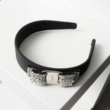 サルバトーレ フェラガモ ヴァラリボン ラインストーン ビジュー キャンバス カチューシャ ヘアバンド ブラック 箱付き - NEWSED