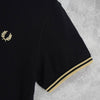 Fred Perry 徽标刺绣短袖 Polo 衫 黑色