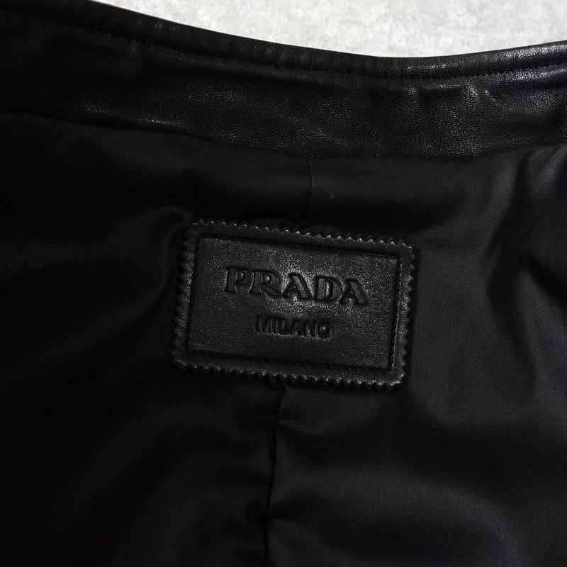 プラダ ダブル レザージャケット レディース ブラック - NEWSED