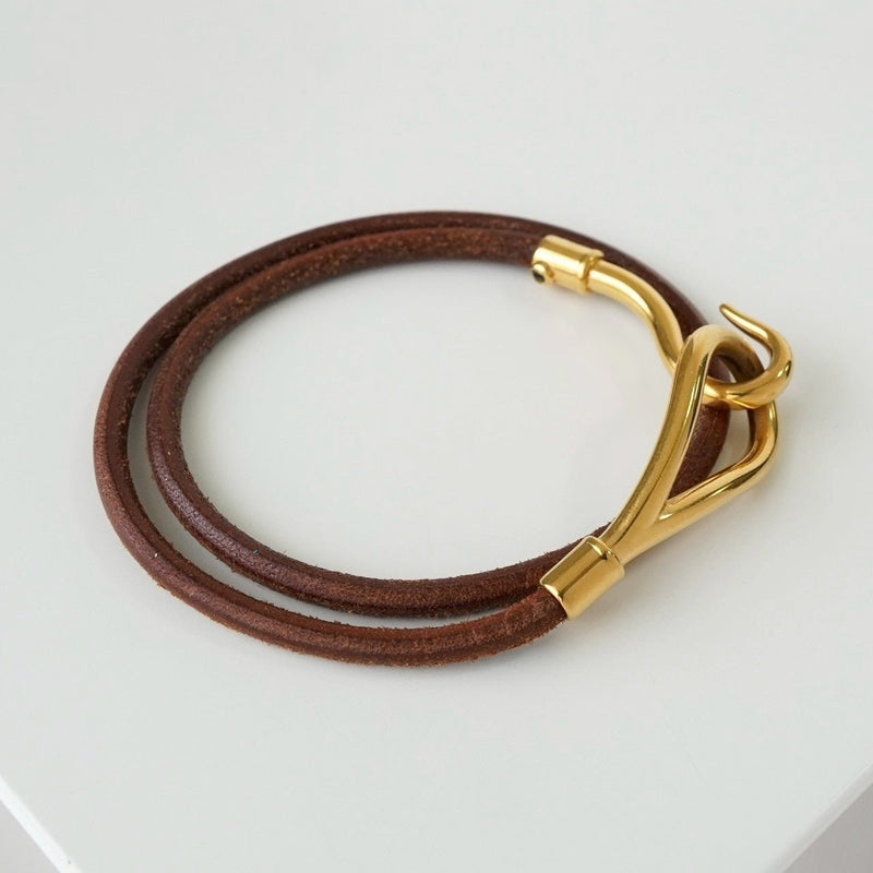 エルメス レザー ジャンボ チョーカー ブレスレット ブラウン - NEWSED