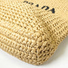 Prada Raffia Crochet Triangle Logo Handbag in Beige