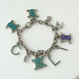 セリーヌ ヴィンテージ トリオンフ ロゴ ラインストーン チェーン ブレスレット シルバー - NEWSED