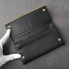 Prada Saffiano Leather Bi-fold Long Wallet Gold Black Guarantee Card Box Included