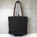 シャネル ココマーク デニム / レザー トートバッグ ブラック / ブラウン - NEWSED