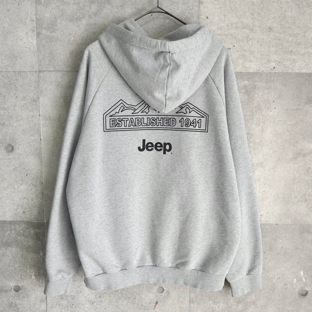 ジープ ジップアップ ロゴ パーカー チャコールグレー