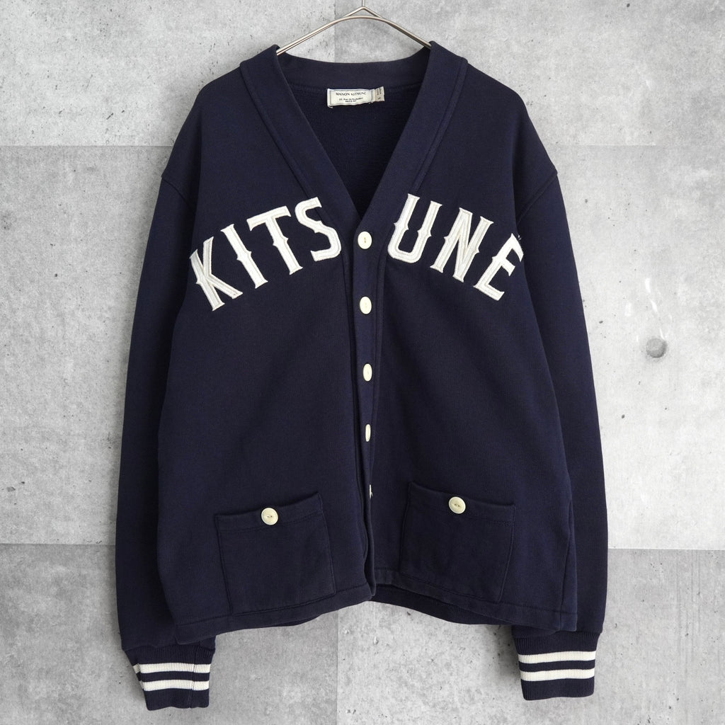 Maison Kitsune College Logo Sweatshirt Cardigan Navy