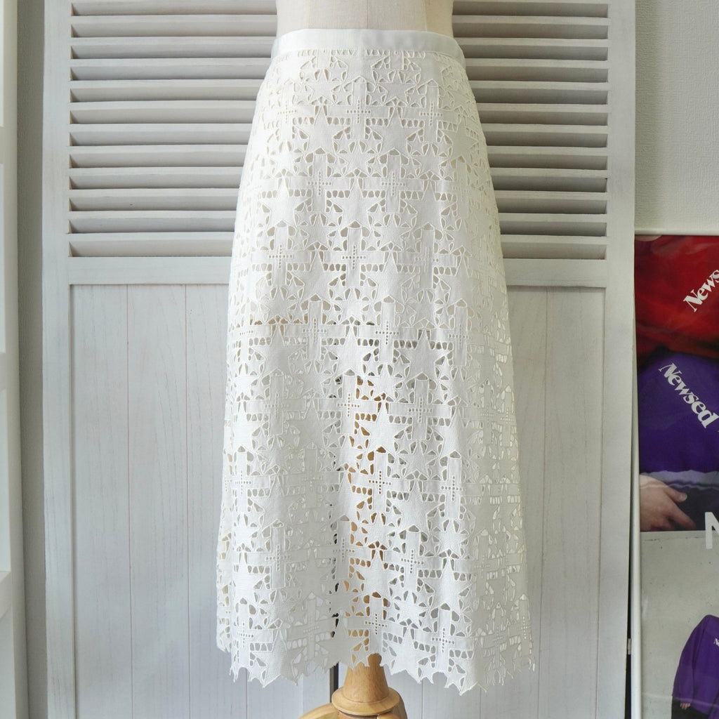 サカイ スター 星型 レース 台形 スカート ホワイト