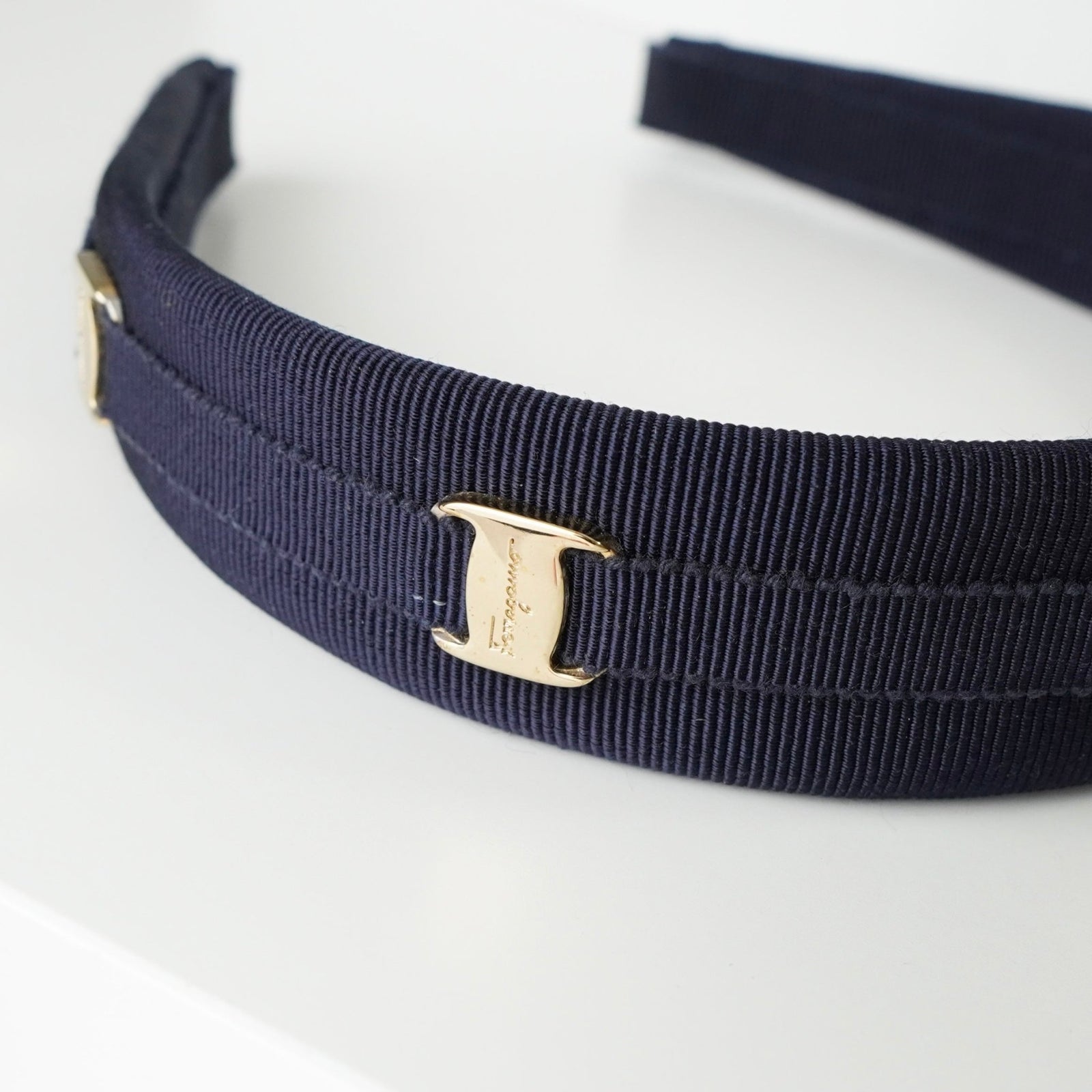 Salvatore Ferragamo Vara Ribbon Headband, Navy, with Box  display picture 1