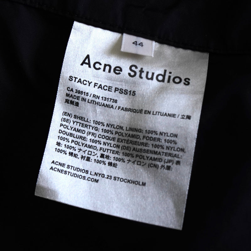 アクネ ストゥディオズ リバーシブル フェイスロゴ ナイロン 半袖シャツ ジャケット ブラック - NEWSED