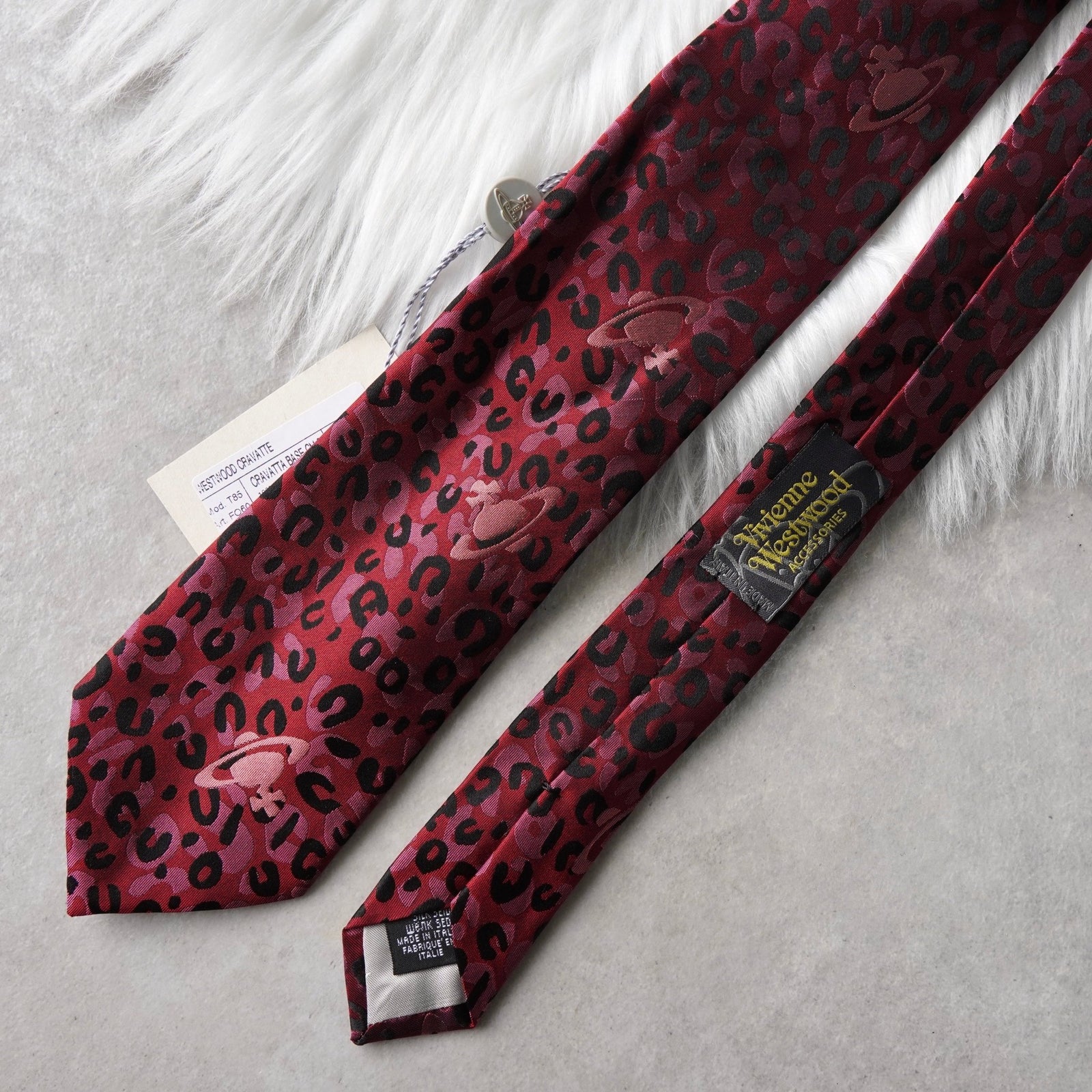 ヴィヴィアン ウエストウッド オーブロゴ レオパード ネクタイ レッド