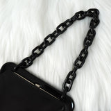 プラダ レザー がま口 プラスチックチェーン ミニハンドバッグ ブラック - NEWSED