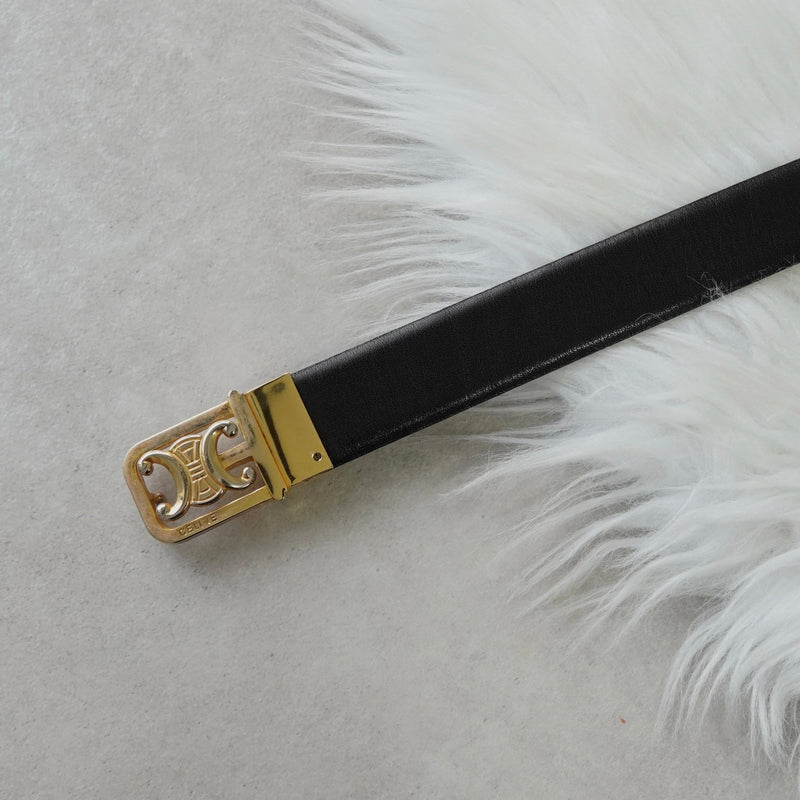 セリーヌ トリオンフ レザー ベルト ゴールド / ブラック - NEWSED