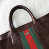Old Gucci Sherry Line Suede and Leather Handbag in Brown