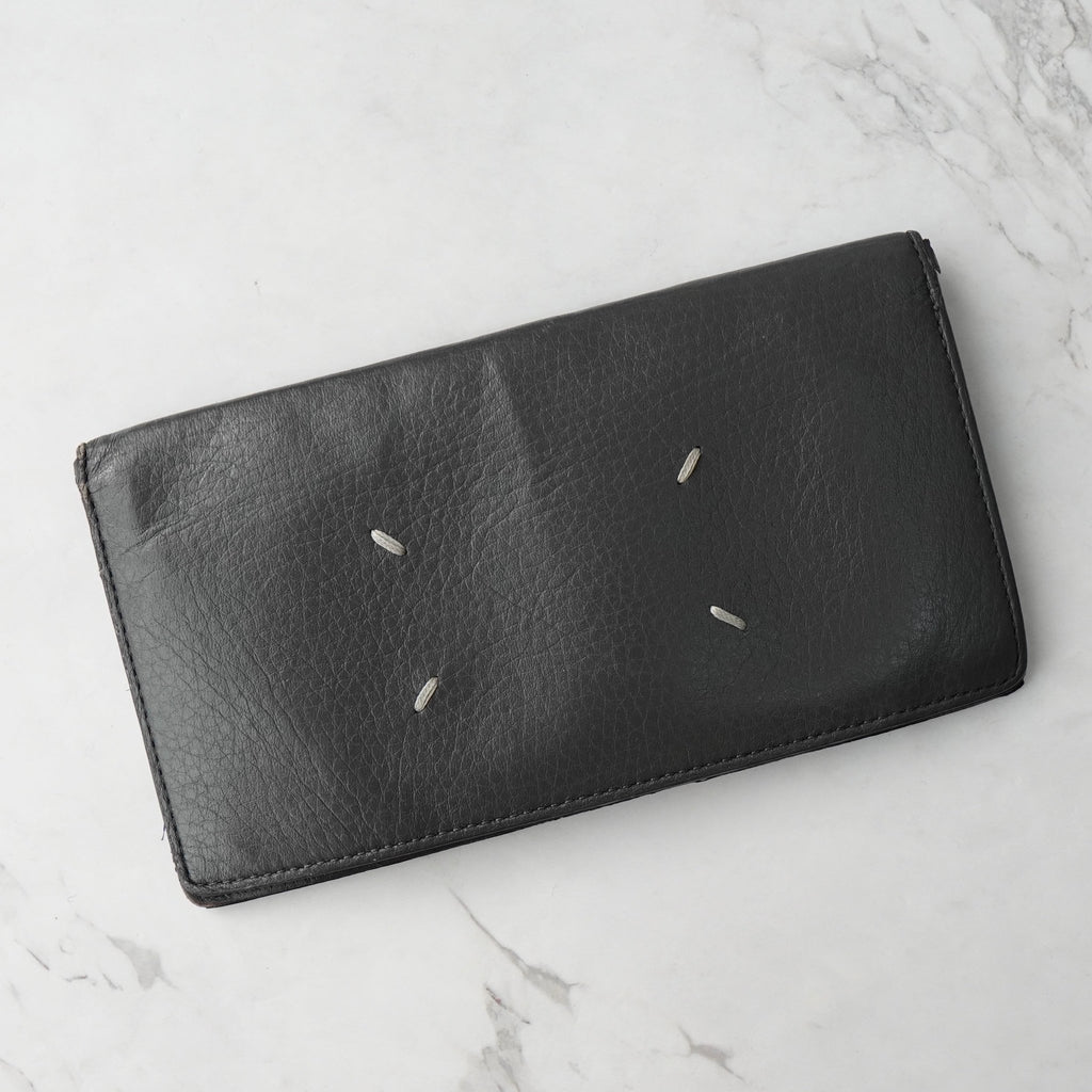 メゾン マルジェラ 四つタグ レザー  ロングウォレット 長財布 グレー