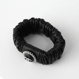 シャネル ココマーク ラインストーン レザー シュシュ ヘアゴム ブラック - NEWSED