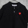 Play Comme des Garçons Heart Logo Short Sleeve Polo Shirt in Black/Red