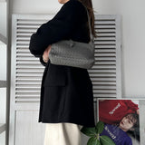 ボッテガ ヴェネタ イントレチャート レザー がま口 ハンドバッグ グレー - NEWSED